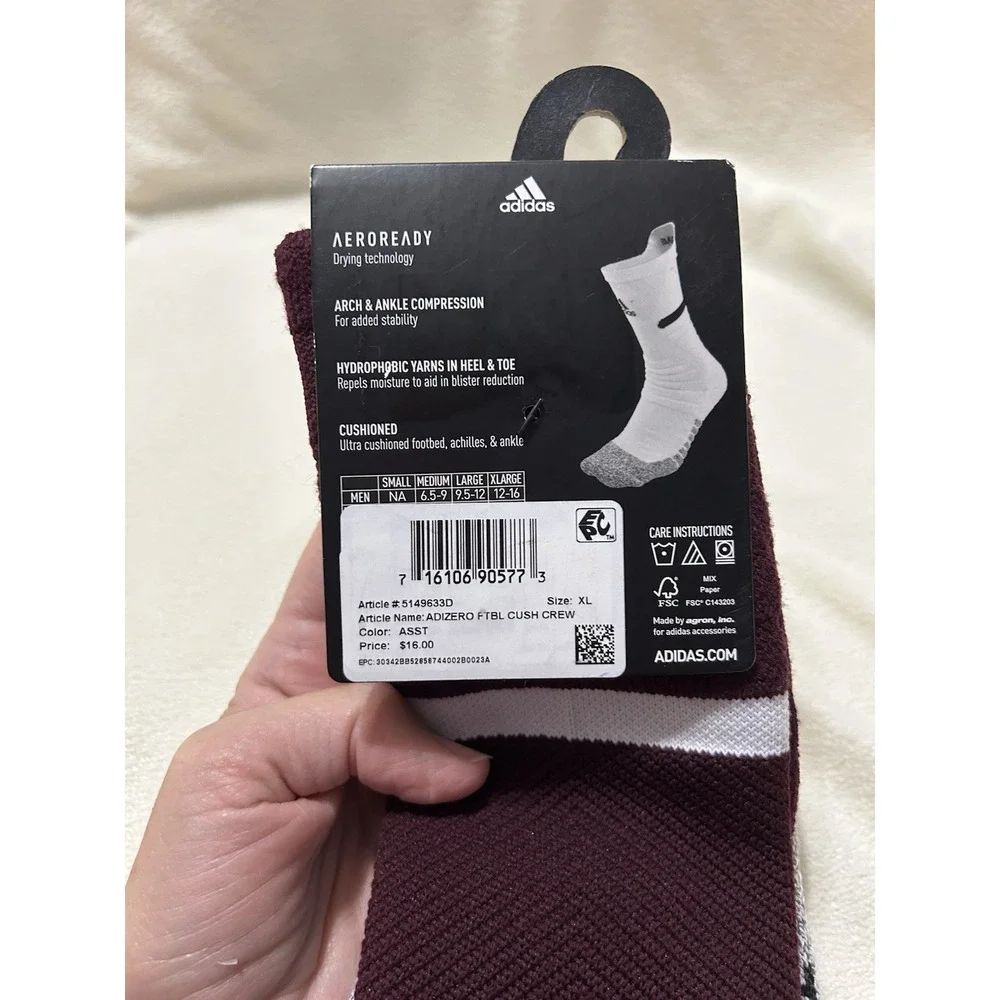 Adidas Adizero Mens Football Max Cushioned Crew Socks XL (JC)